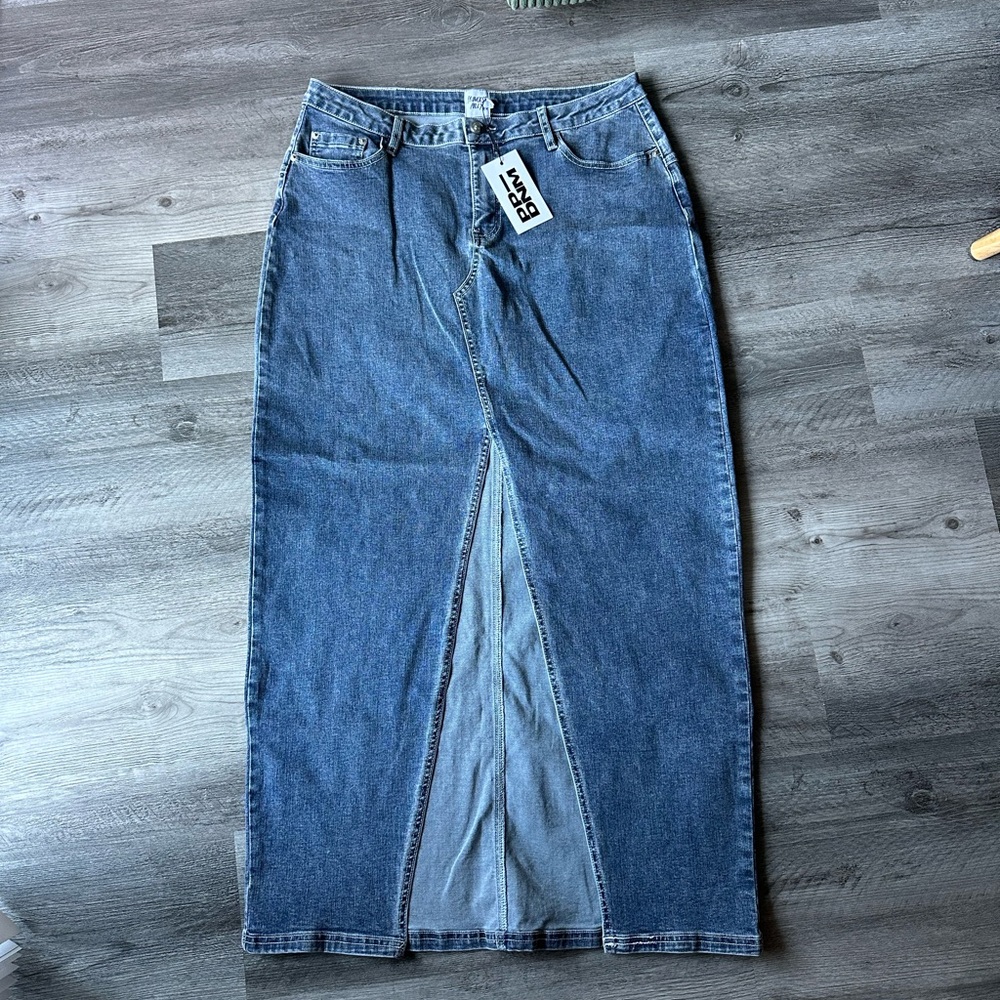 Batkins Dark Wash Denim Maxi Skirt